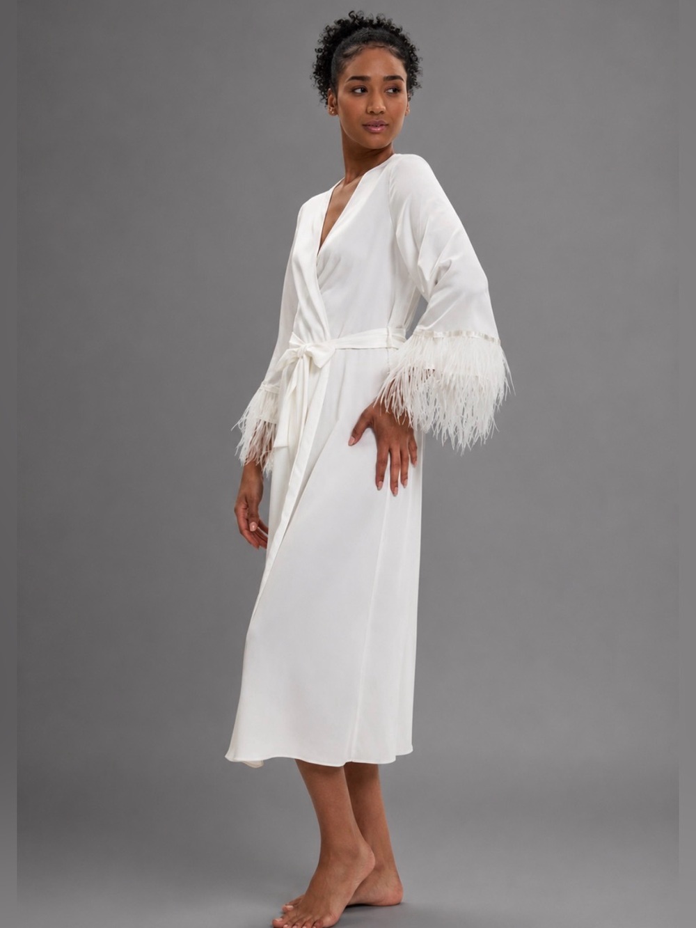 NWT RYA Collection Womens Size XL Ivory Belted Swan Robe Bridal/Honeymoon